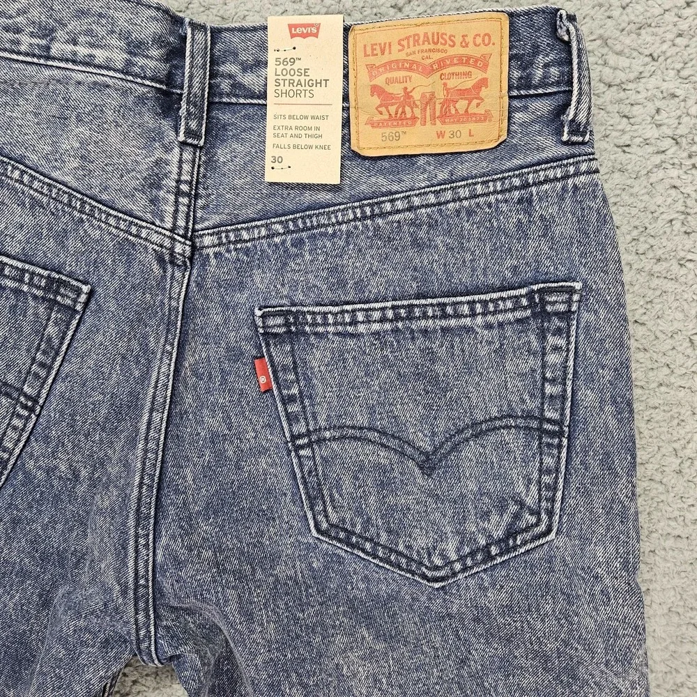 Levi's 569 Loose Straight Shorts Men's 30 Acid Wash Denim 100% Cotton NWT